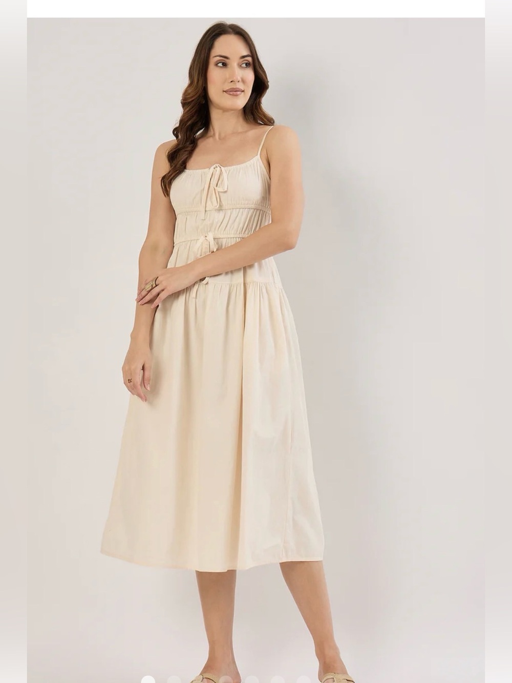 Women's Gingham Midi Sundress with Tie-Front Detail